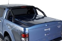 Крышка багажного отсека с дугами Ford Ranger 2015+, система крепления TANGO, черная, текстурированный пластик (дуги из нерж стали)